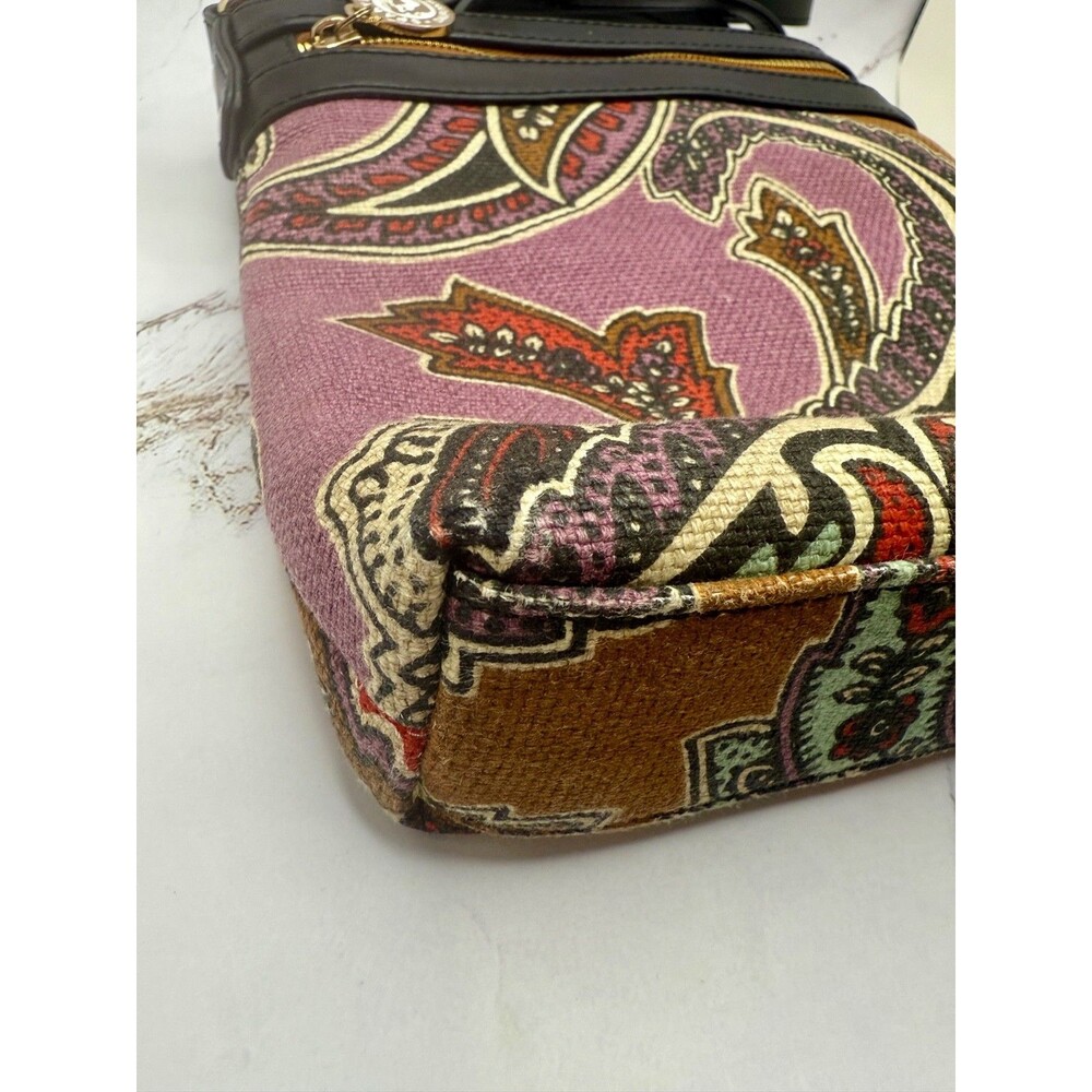Spartina 449 Cora Hipster Convertible Crossbody Bag Black &‎ Purple Paisley - Picture 13 of 16
